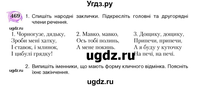 ГДЗ (Учебник) по украинскому языку 5 класс Ермоленко С.Я. / вправа номер / 469