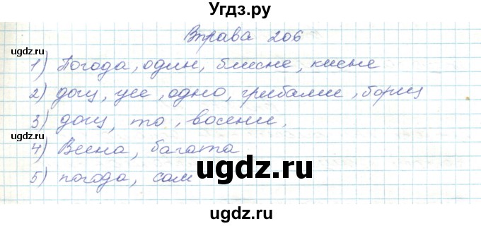 ГДЗ (Решебник) по украинскому языку 5 класс Ермоленко С.Я. / вправа номер / 206