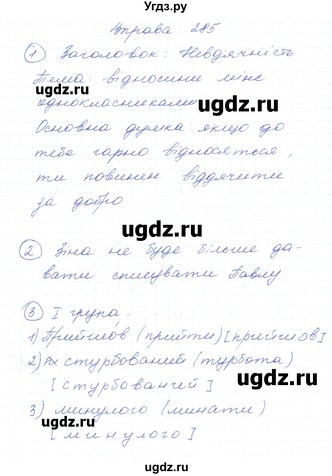ГДЗ (Решебник) по украинскому языку 5 класс Ермоленко С.Я. / вправа номер / 285