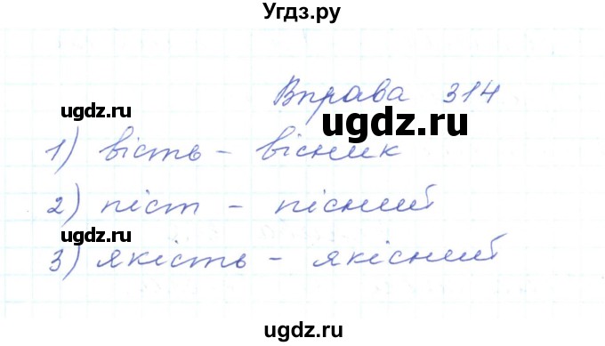 ГДЗ (Решебник) по украинскому языку 5 класс Ермоленко С.Я. / вправа номер / 314