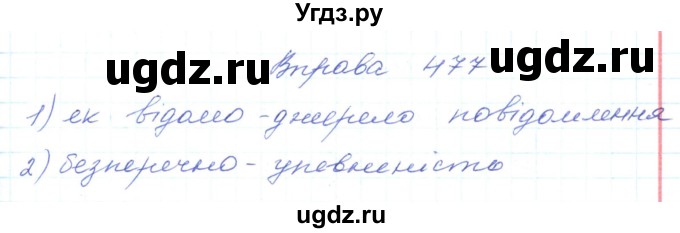 ГДЗ (Решебник) по украинскому языку 5 класс Ермоленко С.Я. / вправа номер / 477