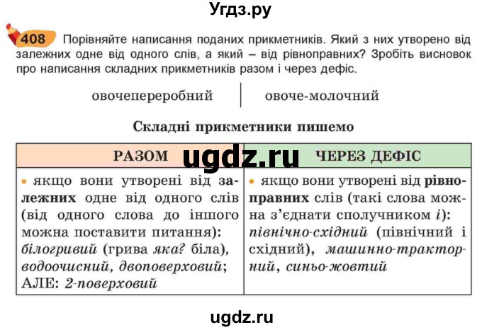 ГДЗ (Учебник) по украинскому языку 6 класс Заболотний О.В. / вправа номер / 408