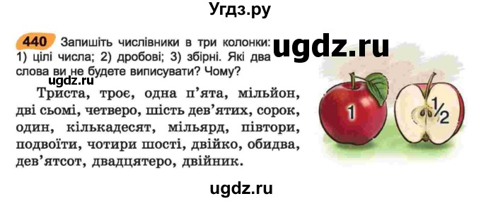 ГДЗ (Учебник) по украинскому языку 6 класс Заболотний О.В. / вправа номер / 440