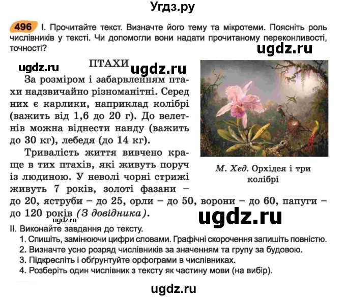 ГДЗ (Учебник) по украинскому языку 6 класс Заболотний О.В. / вправа номер / 496