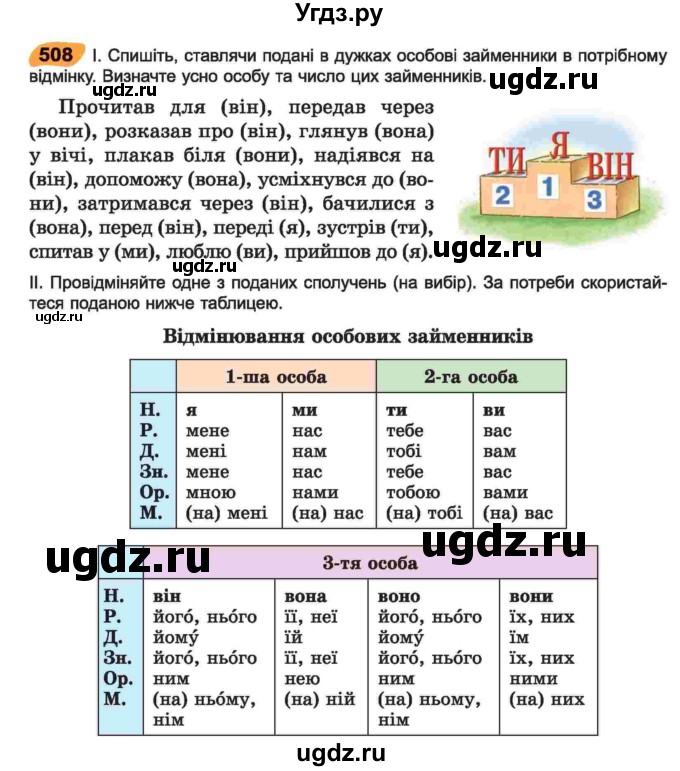 ГДЗ (Учебник) по украинскому языку 6 класс Заболотний О.В. / вправа номер / 508