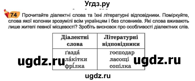 ГДЗ (Учебник) по украинскому языку 6 класс Заболотний О.В. / вправа номер / 74