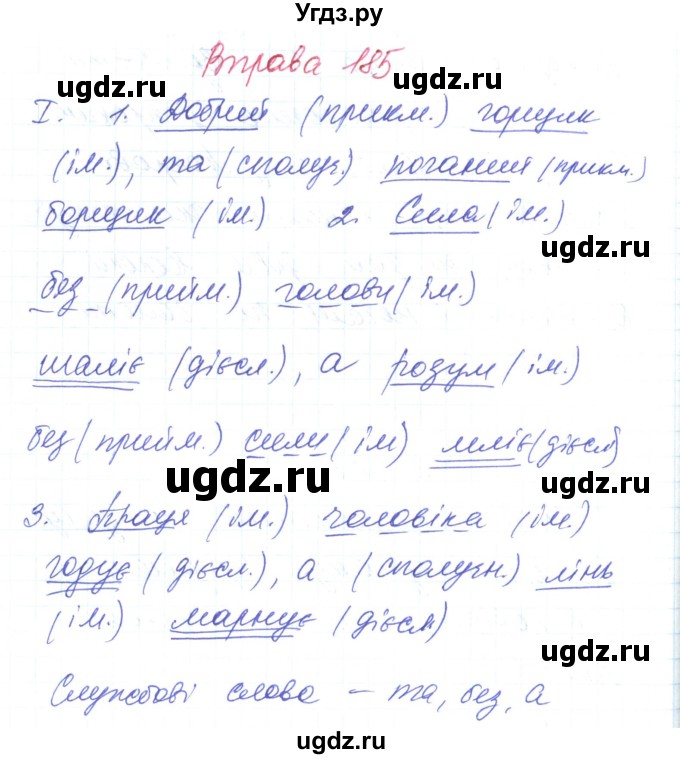 ГДЗ (Решебник) по украинскому языку 6 класс Заболотний О.В. / вправа номер / 185