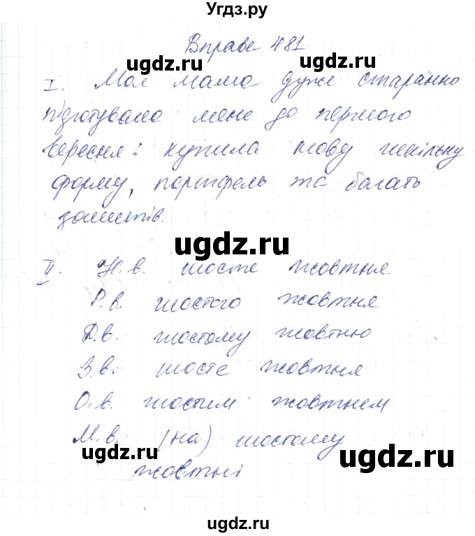 ГДЗ (Решебник) по украинскому языку 6 класс Заболотний О.В. / вправа номер / 481