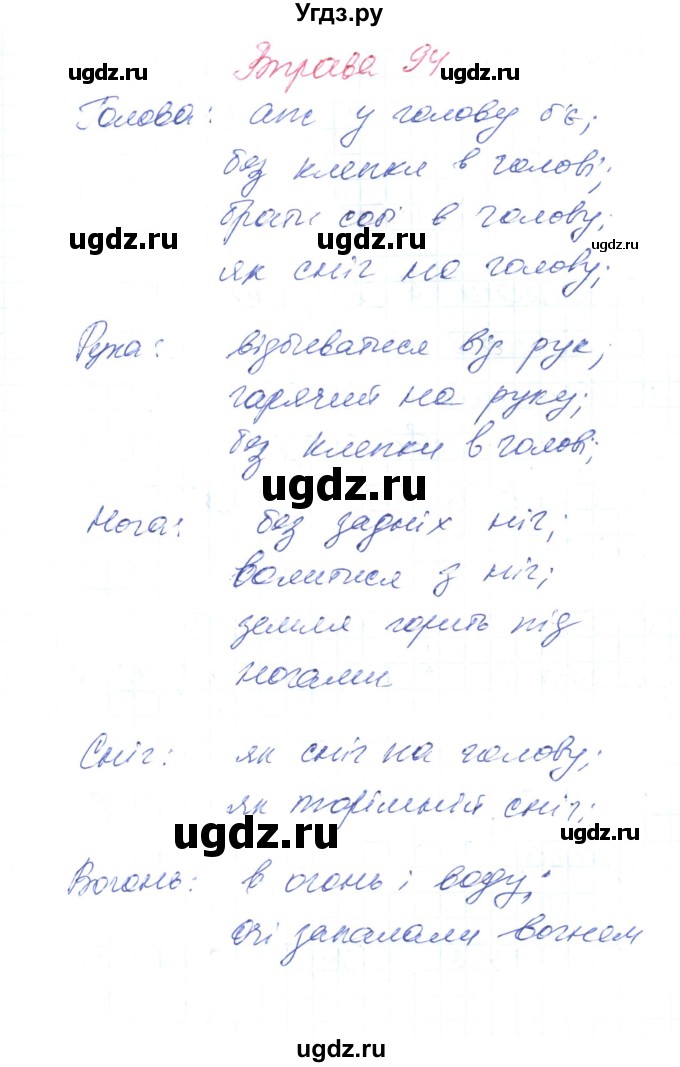 ГДЗ (Решебник) по украинскому языку 6 класс Заболотний О.В. / вправа номер / 94