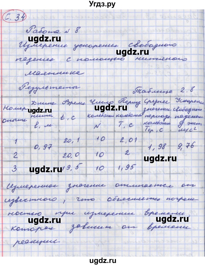 ГДЗ (Решебник) по физике 9 класс (тетрадь-практикум) Артеменков Д.А. / лабораторная работа номер / 8