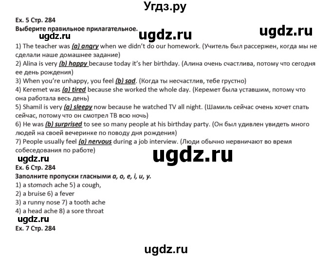 ГДЗ (Решебник) по английскому языку 5 класс Абдышева Ч.А. / страница номер / 284