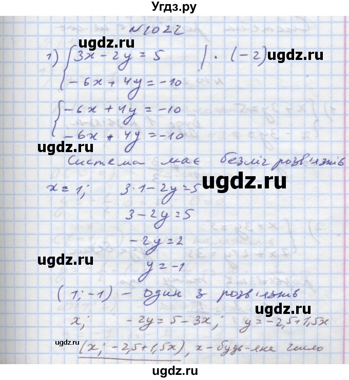 ГДЗ (Решебник) по алгебре 7 класс Истер О.С. / вправа номер / 1022