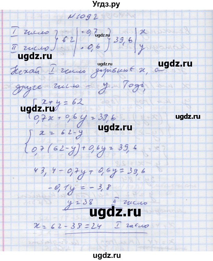 ГДЗ (Решебник) по алгебре 7 класс Истер О.С. / вправа номер / 1092