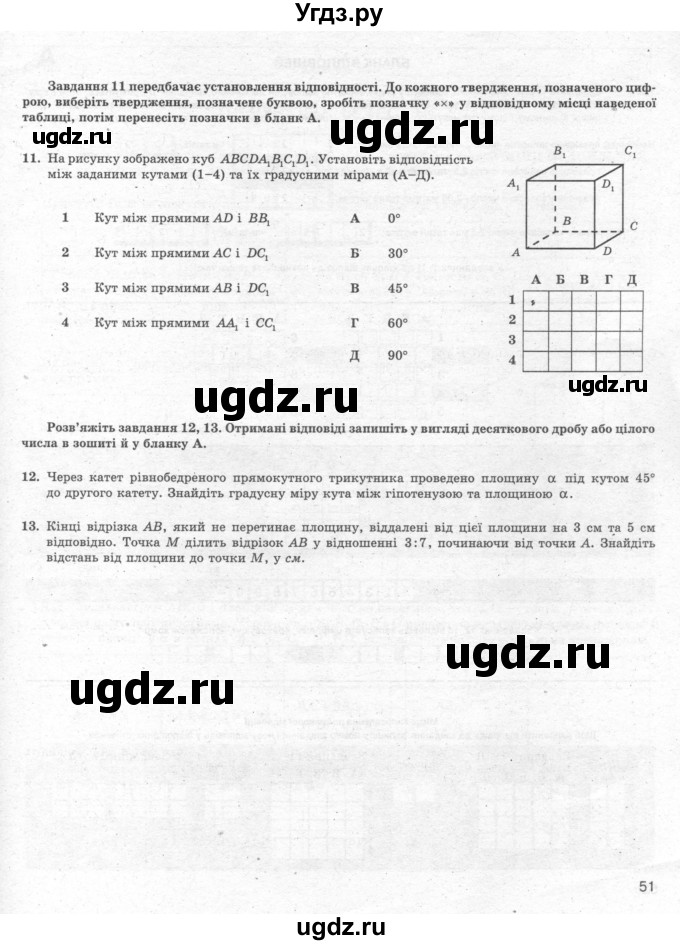 ГДЗ (Учебник) по алгебре 10 класс (комплексная тетрадь для контроля знаний) Скляренко О.В. / страница номер / 51