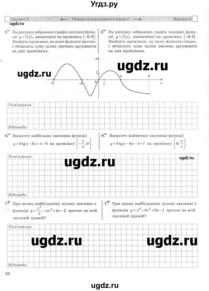 ГДЗ (Учебник) по алгебре 11 класс (комплексная тетрадь для контроля знаний) Зинченко О.Г. / страница номер / 36