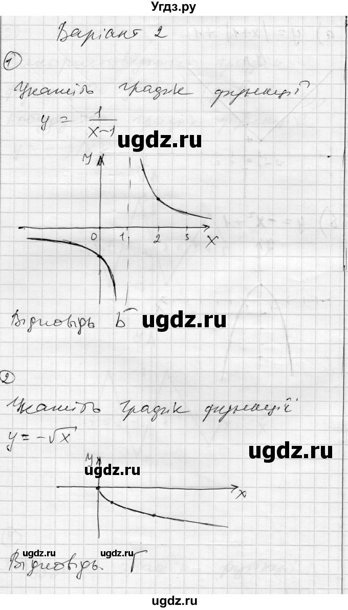 ГДЗ (Решебник) по алгебре 9 класс (тестовый контроль знаний) Гальперина А.Р. / самостійні роботи номер / СР-5. варіант / 2