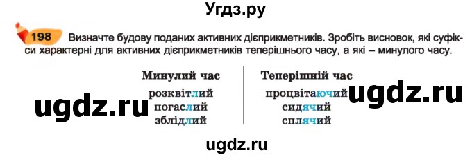 ГДЗ (Учебник) по украинскому языку 7 класс Заболотний О.В. / вправа номер / 198