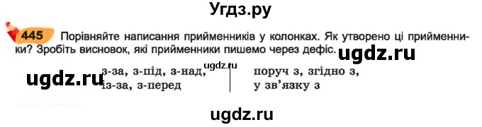 ГДЗ (Учебник) по украинскому языку 7 класс Заболотний О.В. / вправа номер / 445