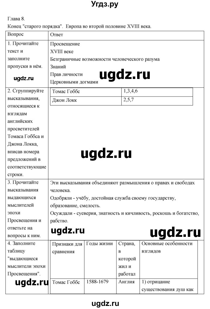 ГДЗ (Решебник) по истории 7 класс (рабочая тетрадь) Т.Д. Стецюра / глава номер / 8