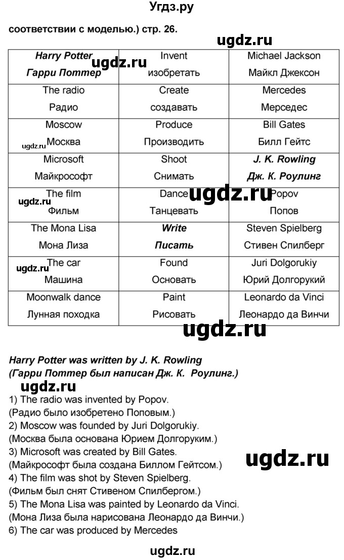 ГДЗ (Решебник) по английскому языку 8 класс (сборник грамматических упражнений Starlight) Иняшкин С.Г. / страница номер / 26(продолжение 2)