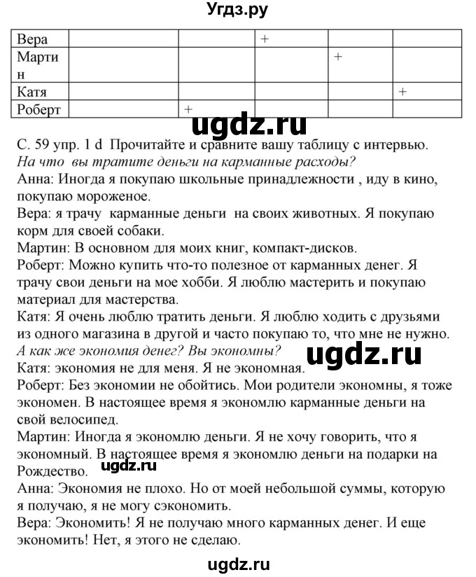 ГДЗ (Решебник) по немецкому языку 8 класс Будько А.Ф. / страница номер / 59(продолжение 2)