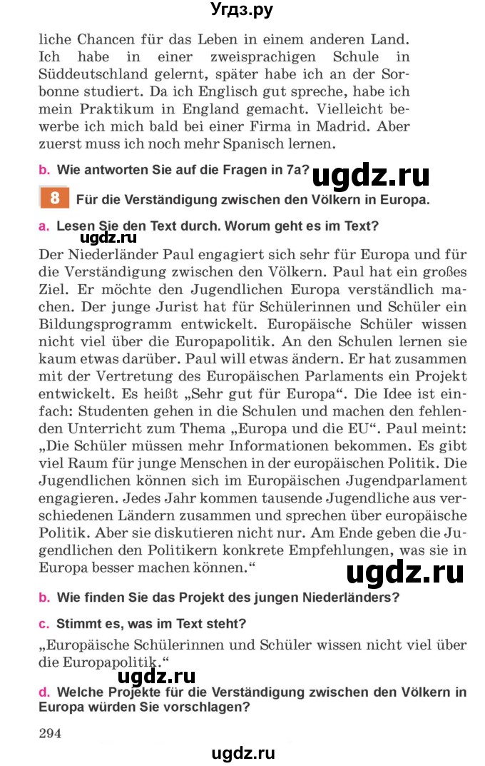 ГДЗ (Учебник) по немецкому языку 11 класс Будько А.Ф. / страница / 294