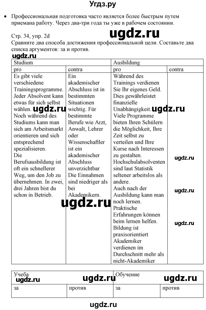 ГДЗ (Решебник) по немецкому языку 11 класс Будько А.Ф. / страница / 34(продолжение 2)