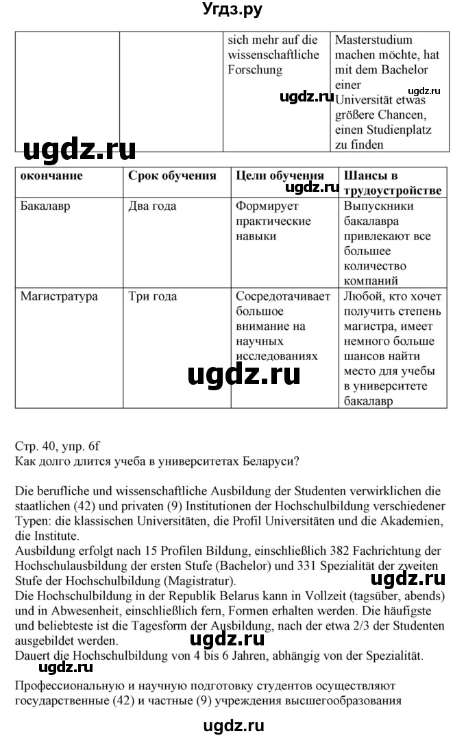 ГДЗ (Решебник) по немецкому языку 11 класс Будько А.Ф. / страница / 40(продолжение 2)