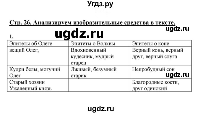 ГДЗ (Решебник) по литературе 5 класс Сафронова Л.В. / страница номер / 26