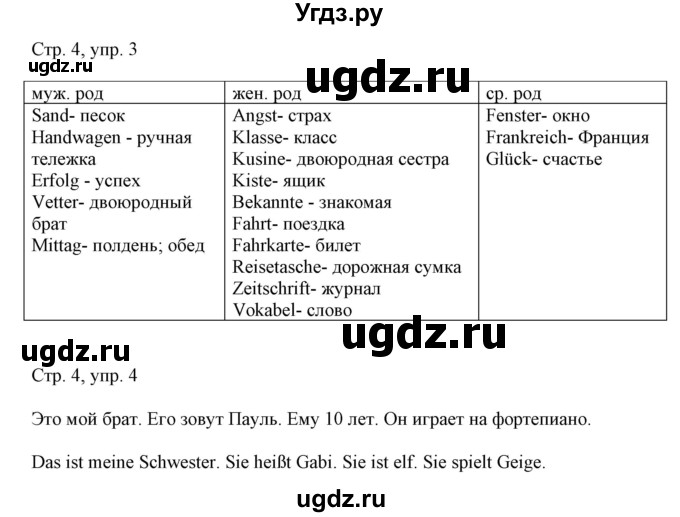 ГДЗ (Решебник) по немецкому языку 6 класс (рабочая тетрадь Alles Klar!) Радченко О.А. / тетрадь №1. страница номер / 4