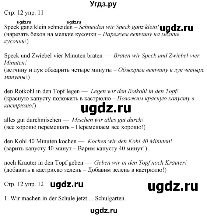 ГДЗ (Решебник) по немецкому языку 6 класс (рабочая тетрадь Alles Klar!) Радченко О.А. / тетрадь №2. страница номер / 12