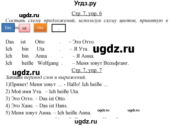 ГДЗ (Решебник) по немецкому языку 5 класс (рабочая тетрадь Alles Klar!) Радченко О.А. / тетрадь №1. страница номер / 7