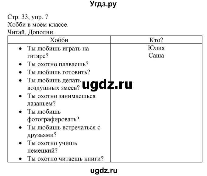 ГДЗ (Решебник) по немецкому языку 3 класс (Wunderkinder Plus) Захарова О.Л. / часть 2. страница номер / 33(продолжение 2)