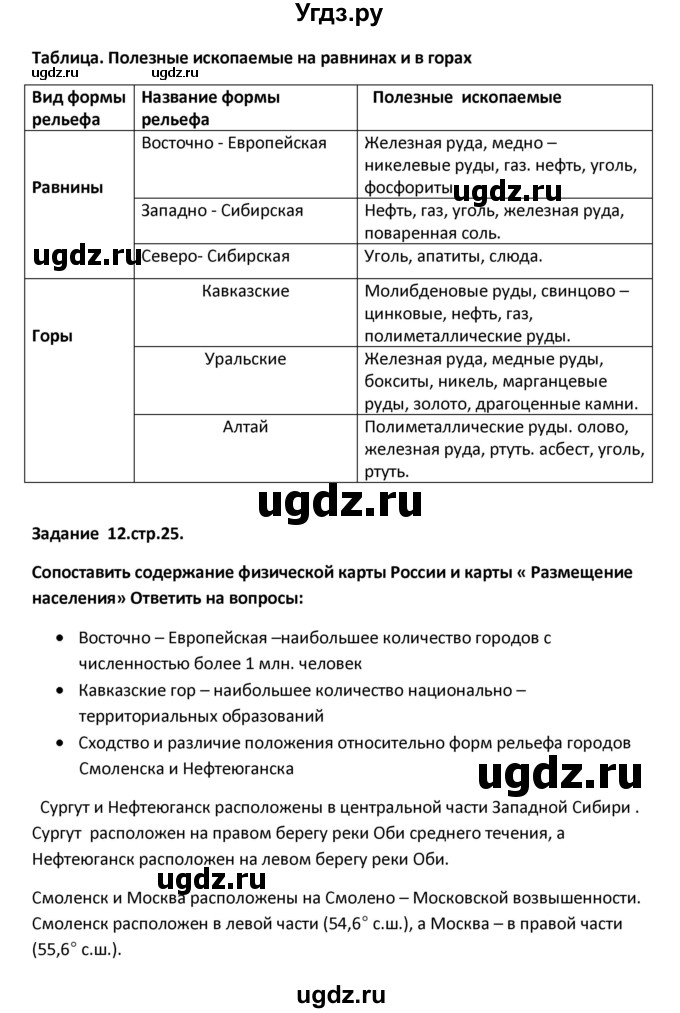 ГДЗ (Решебник) по географии 8 класс (тетрадь-тренажёр) Ольховая Н.В. / страница / 25(продолжение 2)