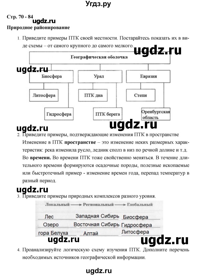 ГДЗ (Решебник) по географии 8 класс (рабочая тетрадь) Баринова И.И. / страница / 70–84