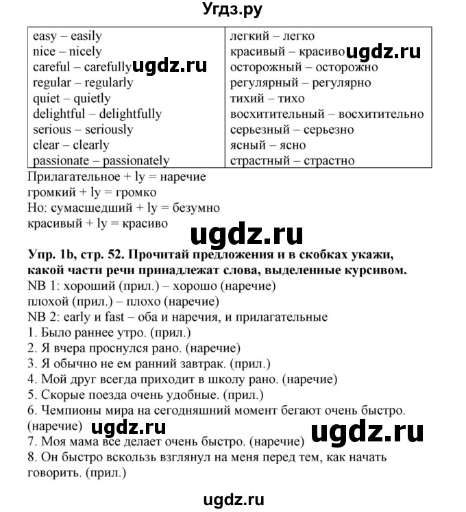 ГДЗ (Решебник) по английскому языку 9 класс (рабочая тетрадь) Л.М. Лапицкая / часть 1. страница / 52(продолжение 2)