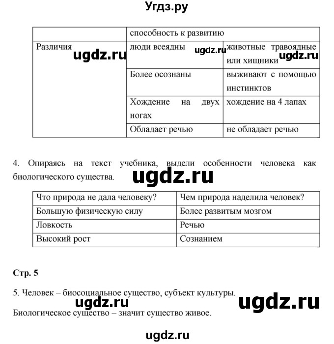 ГДЗ (Решебник) по обществознанию 5 класс (рабочая тетрадь) Королькова Е.С. / параграф / § 1(продолжение 2)