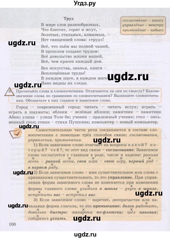 ГДЗ (Учебник) по русскому языку 8 класс Жанпейс У.А. / часть 1. страница / 100