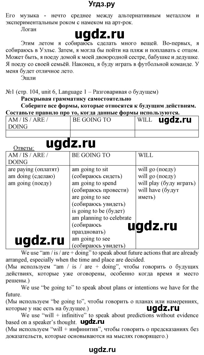 ГДЗ (Решебник) по английскому языку 8 класс Пахомова Т.Г. / страница / 104(продолжение 2)