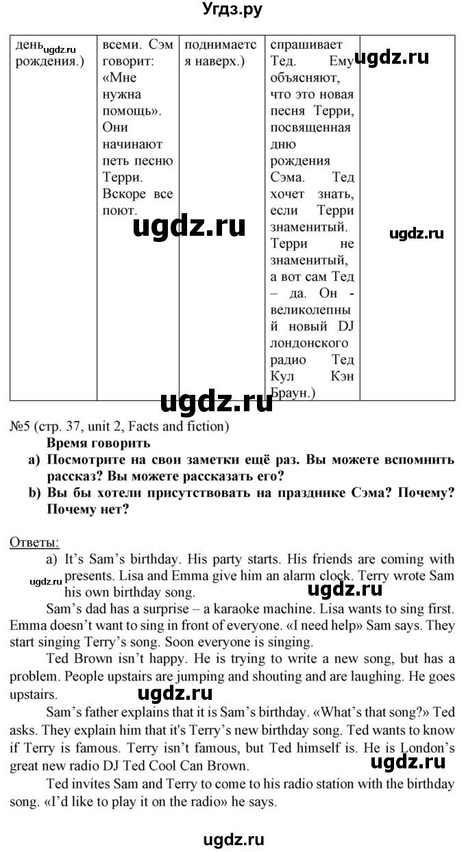 ГДЗ (Решебник) по английскому языку 8 класс Пахомова Т.Г. / страница / 37(продолжение 3)