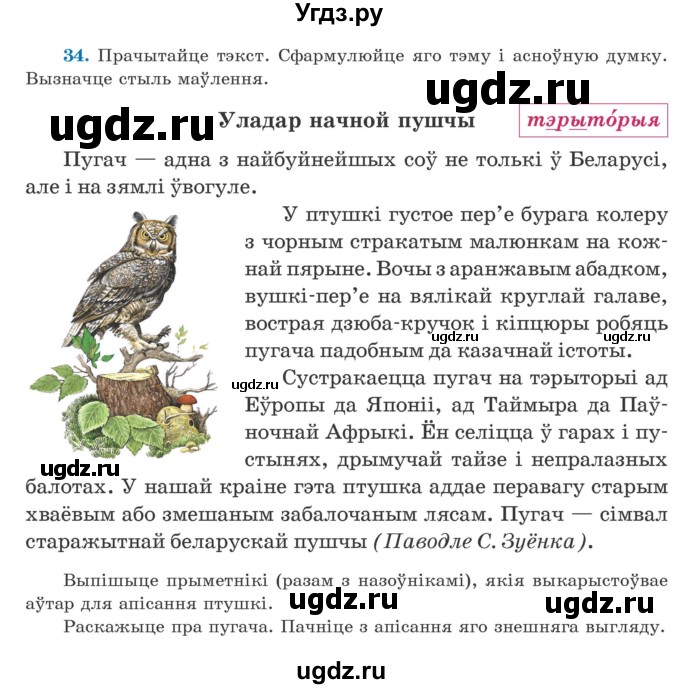 ГДЗ (Учебник) по белорусскому языку 5 класс Валочка Г.М. / частка 1. практыкаванне / 34