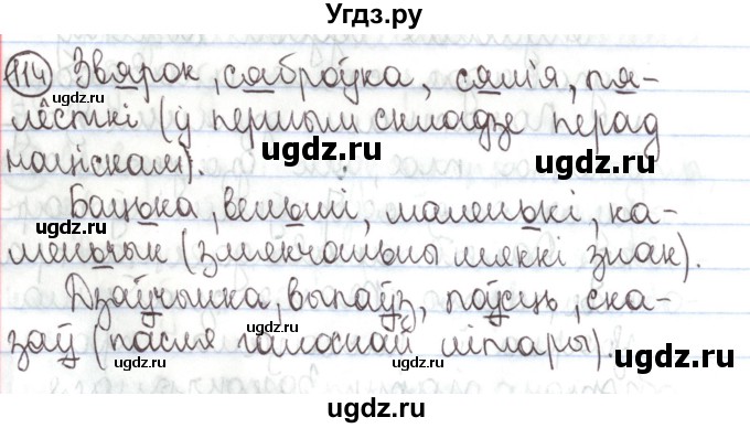 ГДЗ (Решебник №1) по белорусскому языку 5 класс Валочка Г.М. / частка 1. практыкаванне / 114