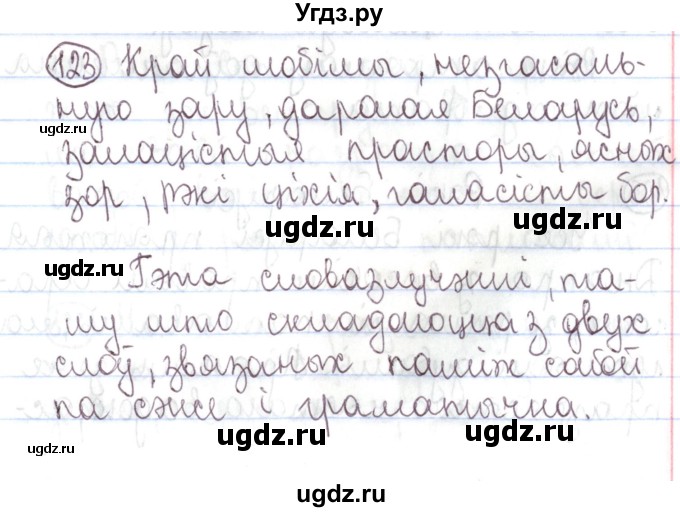 ГДЗ (Решебник №1) по белорусскому языку 5 класс Валочка Г.М. / частка 1. практыкаванне / 123