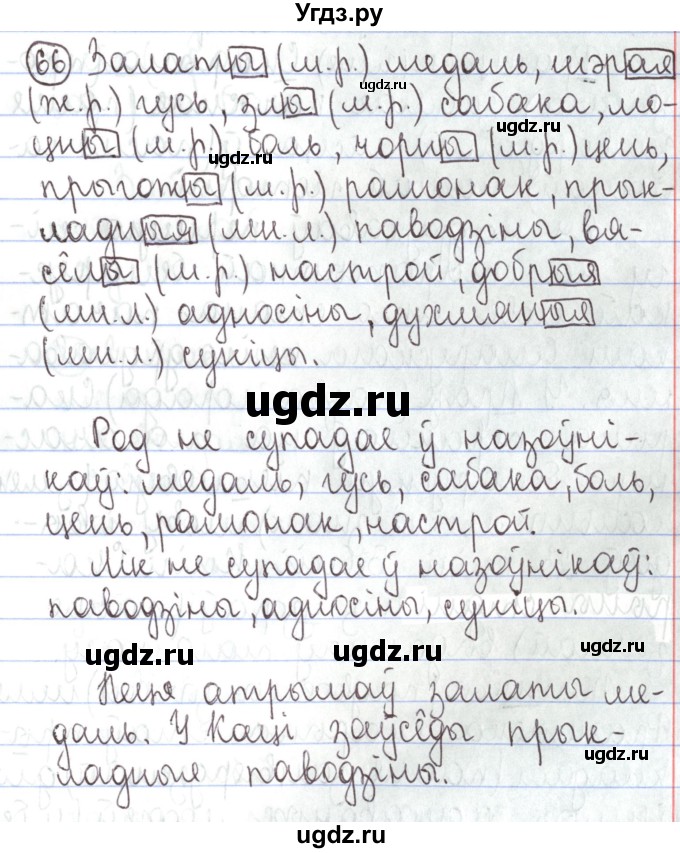 ГДЗ (Решебник №1) по белорусскому языку 5 класс Валочка Г.М. / частка 1. практыкаванне / 66