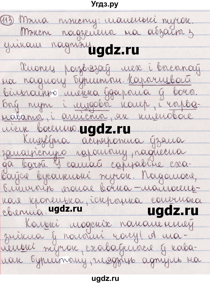 ГДЗ (Решебник №1) по белорусскому языку 5 класс Валочка Г.М. / частка 2. практыкаванне / 113