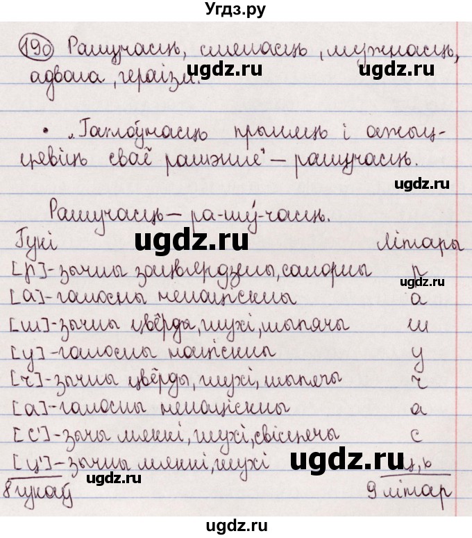 ГДЗ (Решебник №1) по белорусскому языку 5 класс Валочка Г.М. / частка 2. практыкаванне / 190