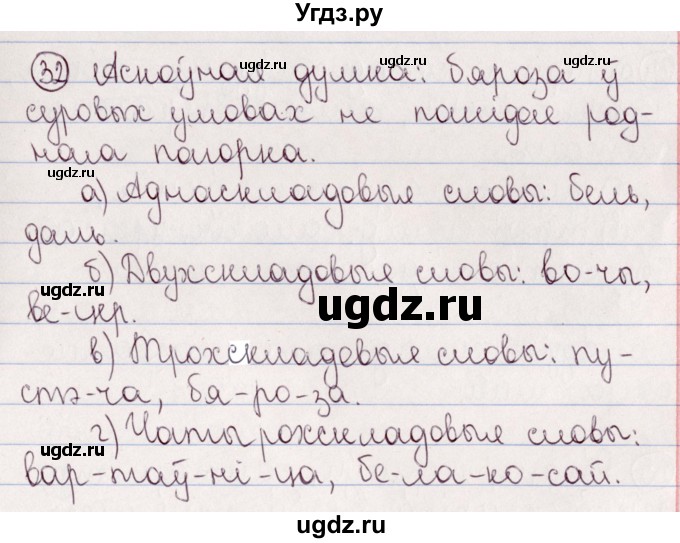 ГДЗ (Решебник №1) по белорусскому языку 5 класс Валочка Г.М. / частка 2. практыкаванне / 32