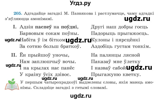 ГДЗ (Учебник) по белорусскому языку 5 класс Валочка Г.М. / частка 2. практыкаванне / 205