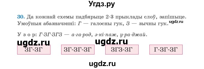 ГДЗ (Учебник) по белорусскому языку 5 класс Валочка Г.М. / частка 2. практыкаванне / 30