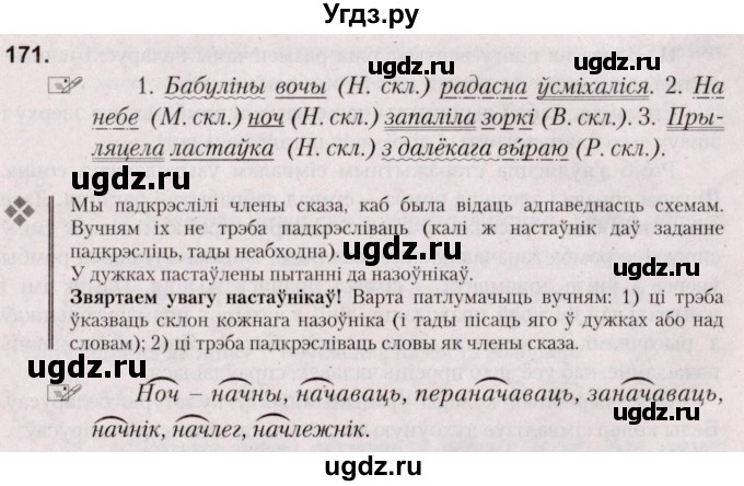 ГДЗ (Решебник №2) по белорусскому языку 5 класс Валочка Г.М. / частка 1. практыкаванне / 171